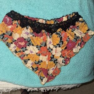 Free People Floral Lace Trim Women's Sleep Shorts